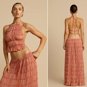 Arcina Ori Juliette Peach Halter and Maxi Skirt Set NWOT
